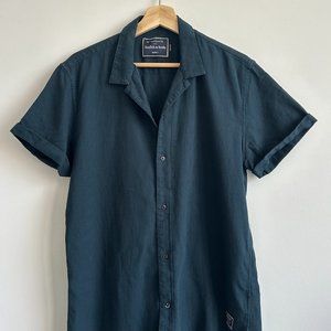 EUC Men's Scotch & Soda Short-Sleeved Button-Up Shirt Cuban Collar Blue Large